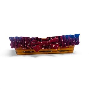 Longaberger 1995 Woven Traditions Bread Basket w/ Burgundy Ruffle Liner, Signed